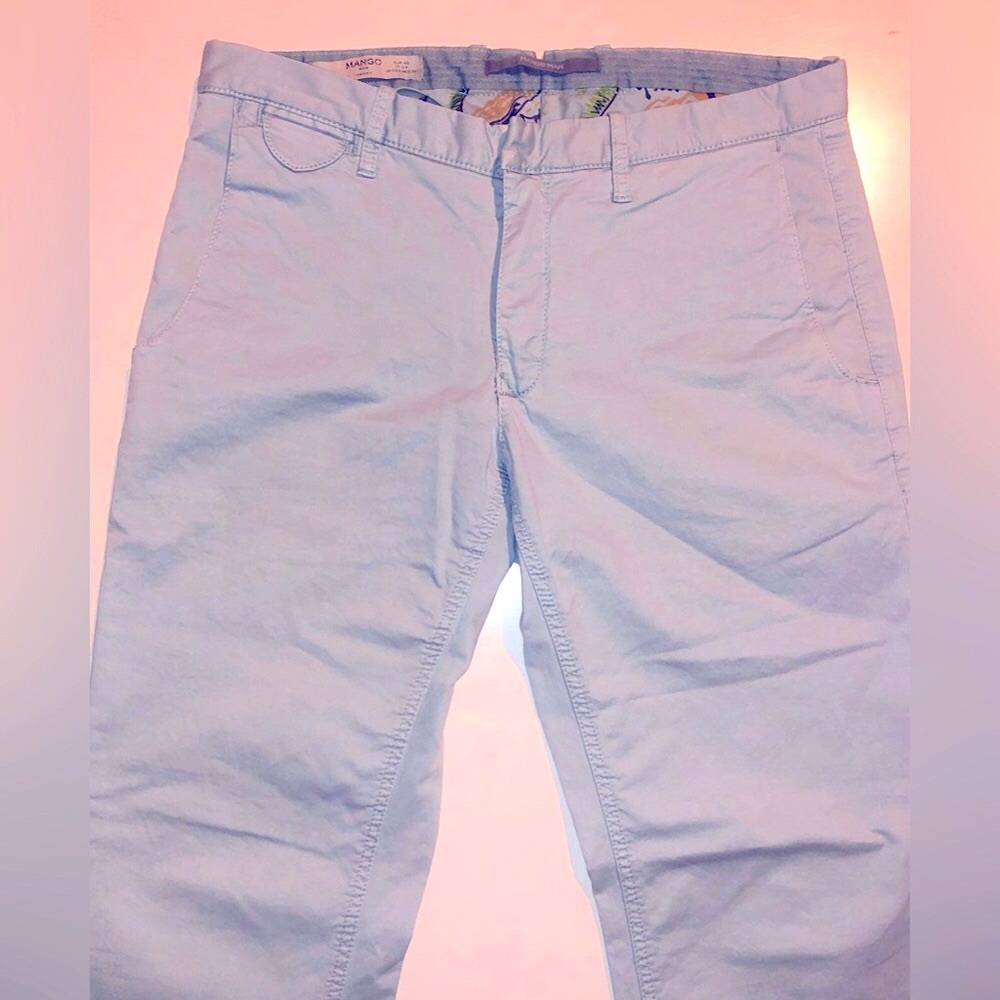 Mango Men Pants Trousers light blue cotton W 30 Casual Fashion